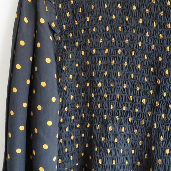 BeachLunchLounge Women’s Dress Polka Dot Shirred Long Sleeves Dress XL - Picture 10 of 12